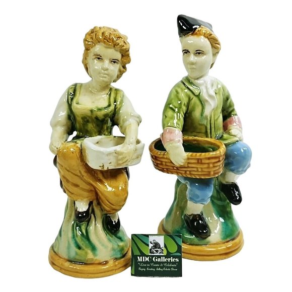 Victorian Ceramic Figurines Male & Female Pair - Picture 1 of 12